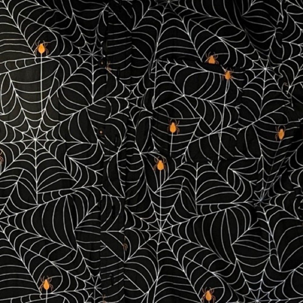 Black and Orange Spider Web Casual Shirt